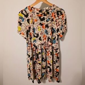 Topshop Leopard Colorful Print Flowy Mini Dress Size US6